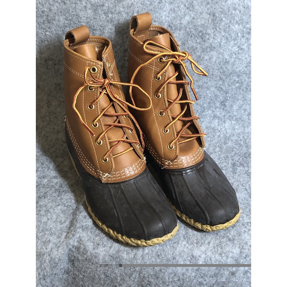 L.L. Bean Boots Womens 6M Waterproof 8" Duck Boot 175064 Brown Leather Made USA